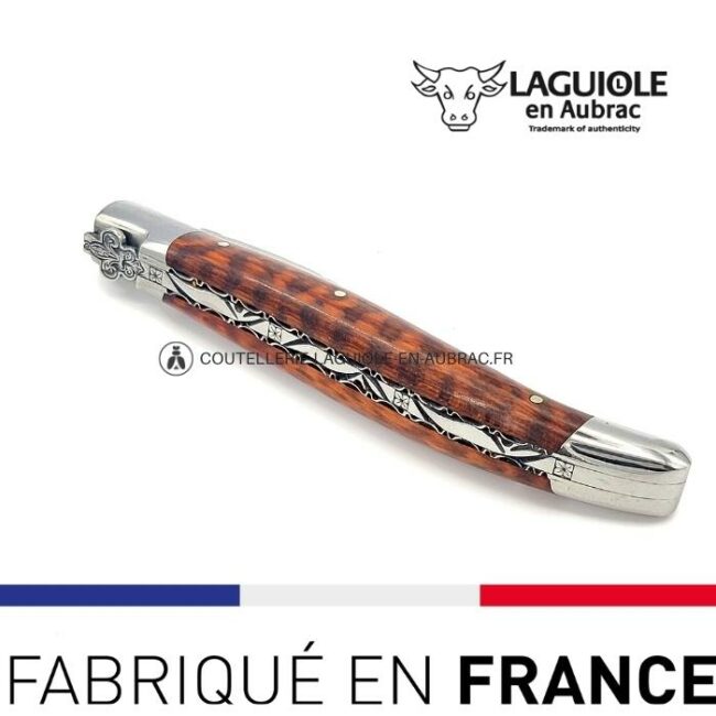 couteau laguiole mouche prestige fleur de lys manche en amourette