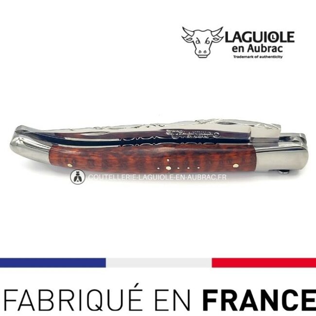 couteau laguiole mouche prestige fleur de lys manche en amourette