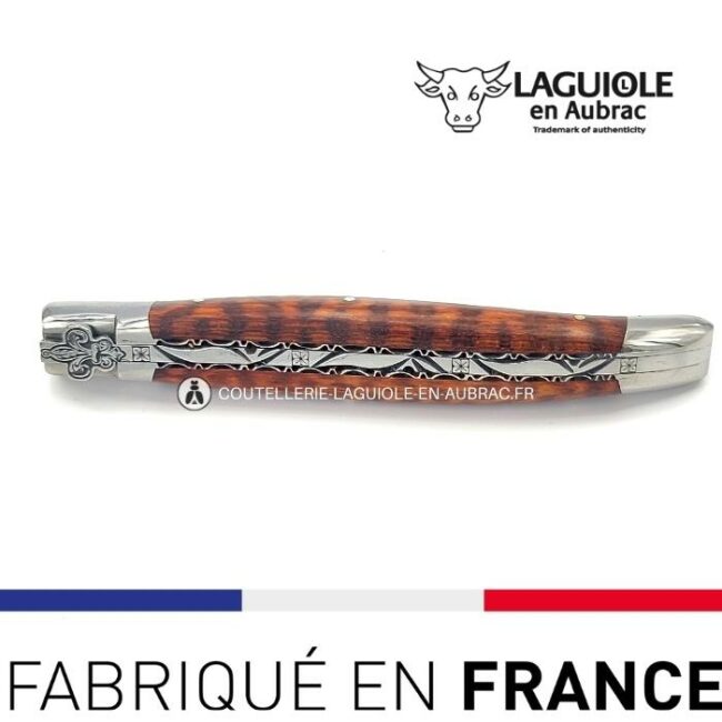 couteau laguiole mouche prestige fleur de lys manche en amourette
