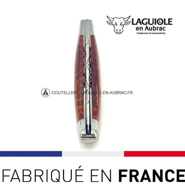 couteau laguiole mouche prestige fleur de lys manche en amourette