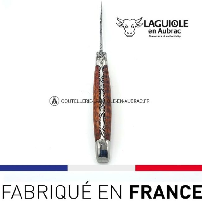 couteau laguiole mouche prestige fleur de lys manche en amourette