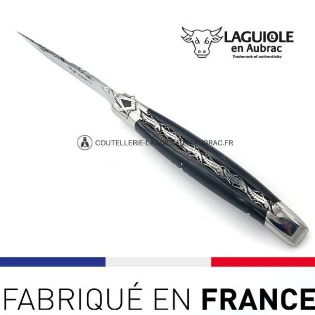 couteau laguiole mouche prestige franc maçon manche en ebène