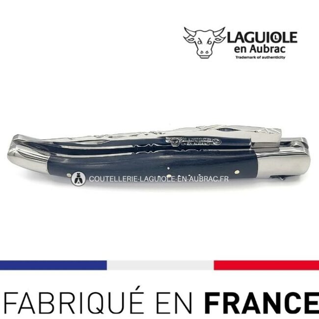 couteau laguiole mouche prestige franc maçon manche en ebène