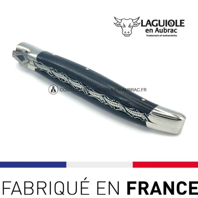 couteau laguiole mouche prestige franc maçon manche en ebène