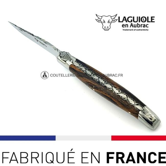 couteau laguiole mouche prestige grappe de raisin manche en cep de vigne