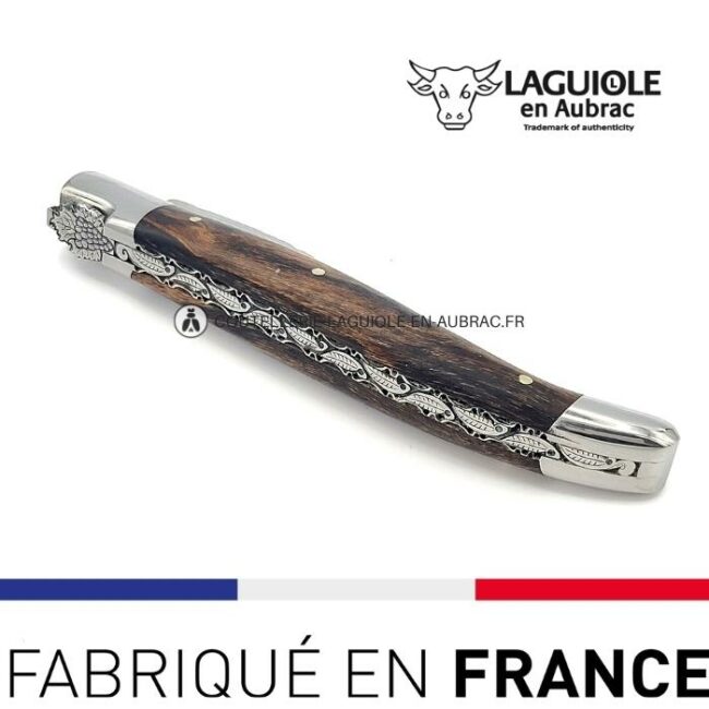 couteau laguiole mouche prestige grappe de raisin manche en cep de vigne
