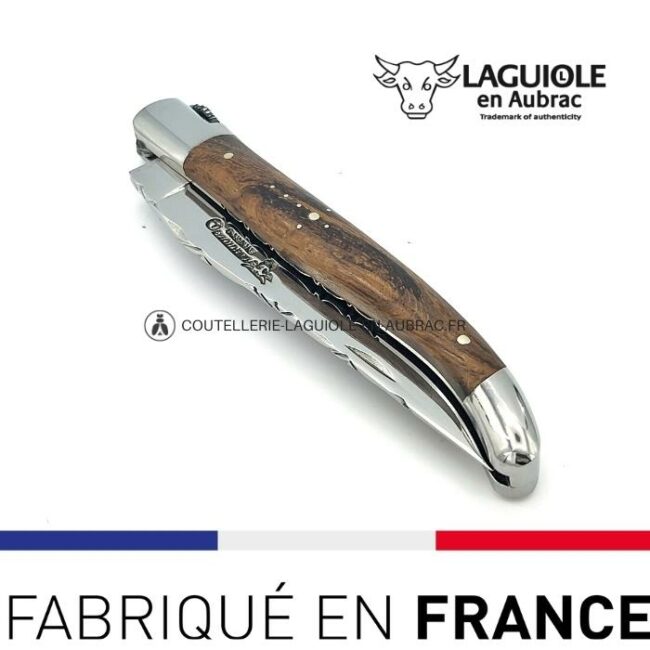 couteau laguiole mouche prestige grappe de raisin manche en cep de vigne