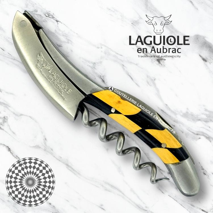 sommelier laguiole en aubrac damier buis/Ébène