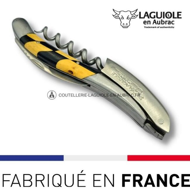 sommelier laguiole en aubrac damier buis/Ébène