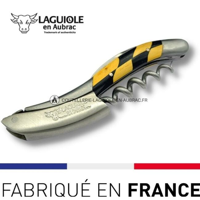 sommelier laguiole en aubrac damier buis/Ébène