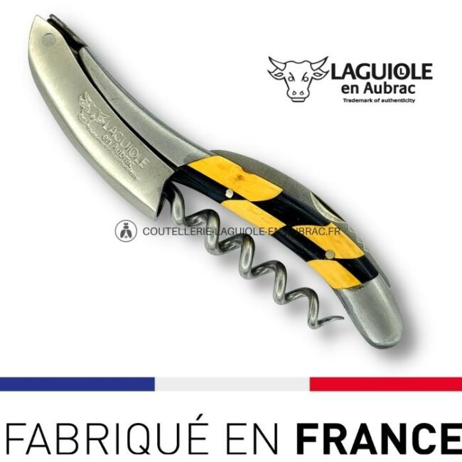 sommelier laguiole en aubrac damier buis/Ébène