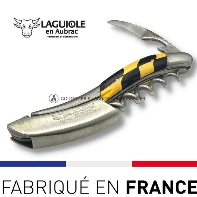 sommelier laguiole en aubrac damier buis/Ébène