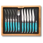 6 couteaux et 6 fourchettes laguiole turquoise