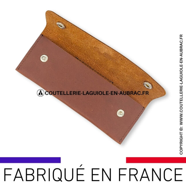 etui ceinture horizontal en cuir marron pour sommeliers