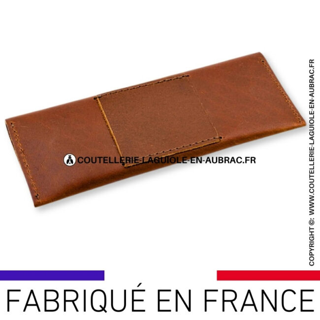 etui ceinture horizontal en cuir marron pour sommeliers