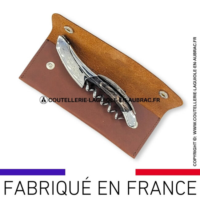 etui ceinture horizontal en cuir marron pour sommeliers