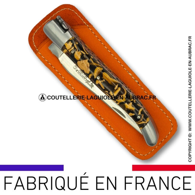 Étui nubuck orange pour couteau pliant laguiole