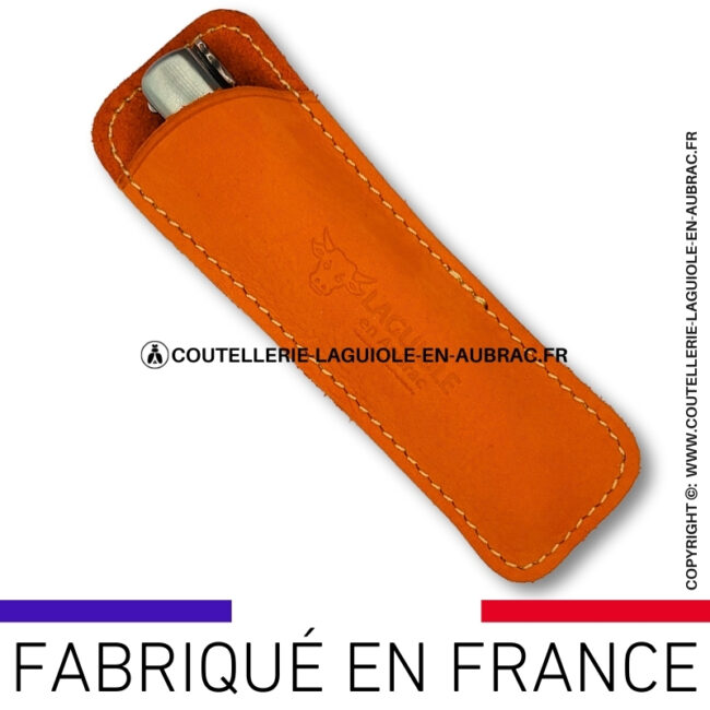 Étui nubuck orange pour couteau pliant laguiole