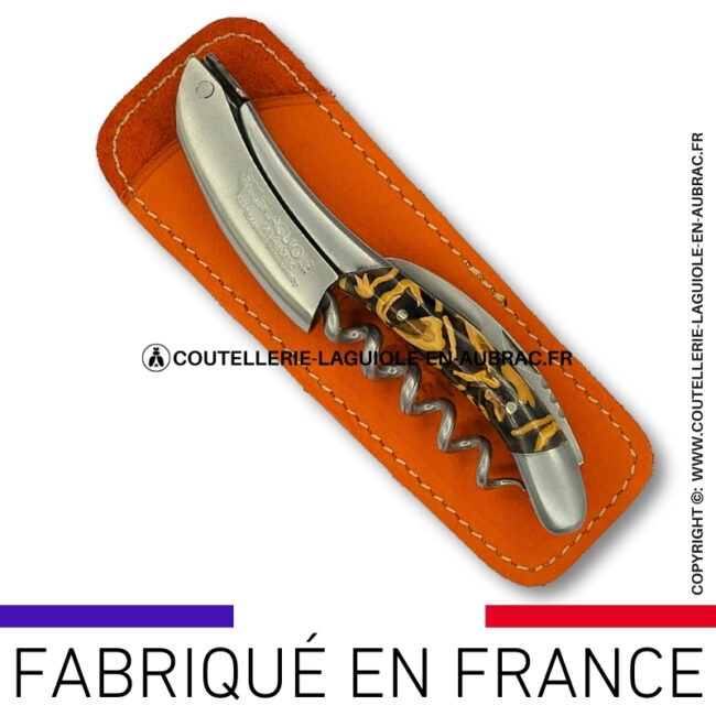 Étui nubuck orange pour couteau pliant laguiole