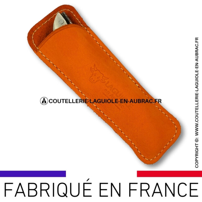 Étui nubuck orange pour couteau pliant laguiole