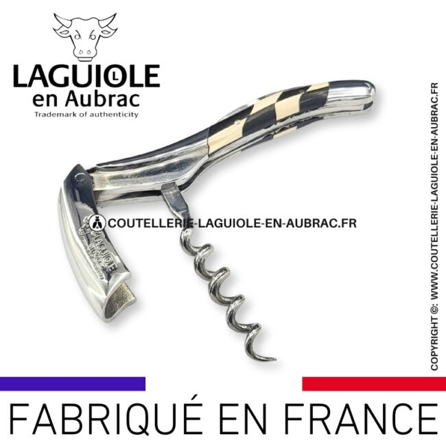 sommelier laguiole en aubrac abeille prestige – damier ebène ivoire de mammouth