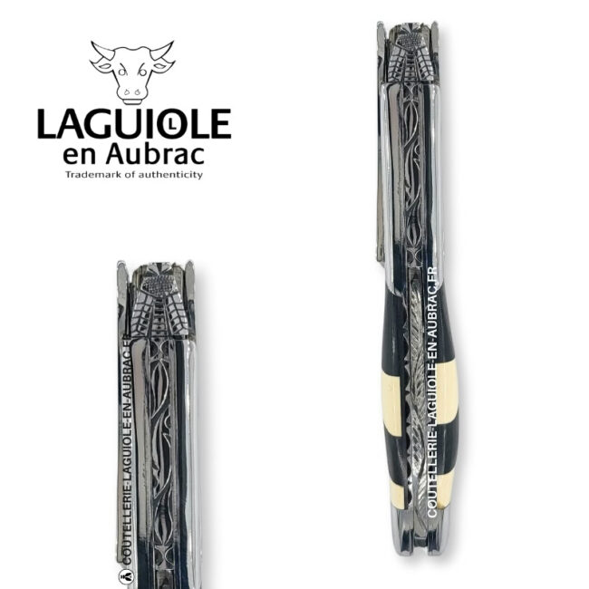 sommelier laguiole en aubrac abeille prestige – damier ebène ivoire de mammouth