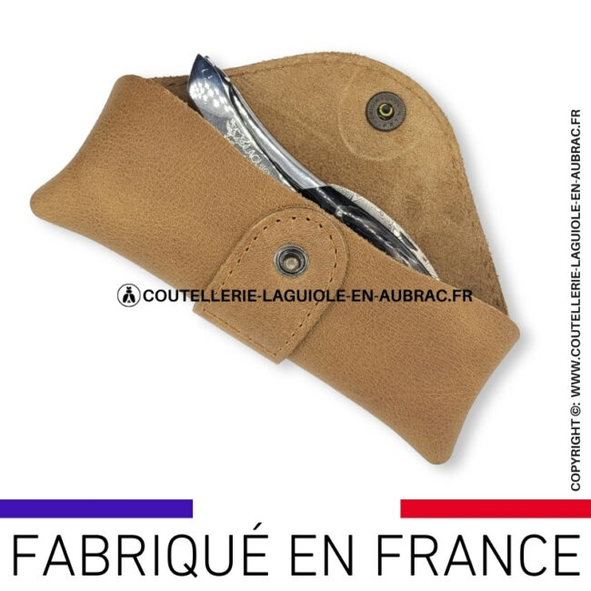 etui ceinture millésime horizontal en cuir moka