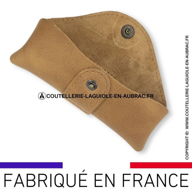 etui ceinture millésime horizontal en cuir moka