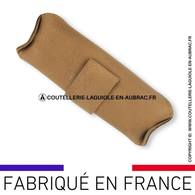 etui ceinture millésime horizontal en cuir moka