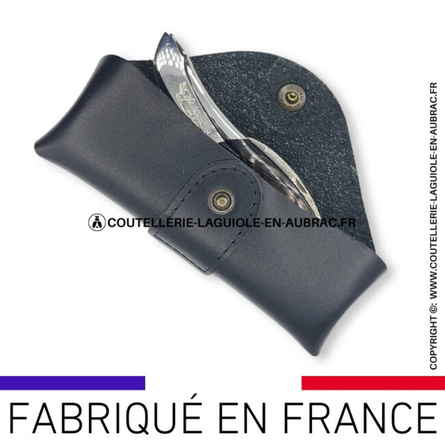 etui ceinture millésime horizontal en cuir noir