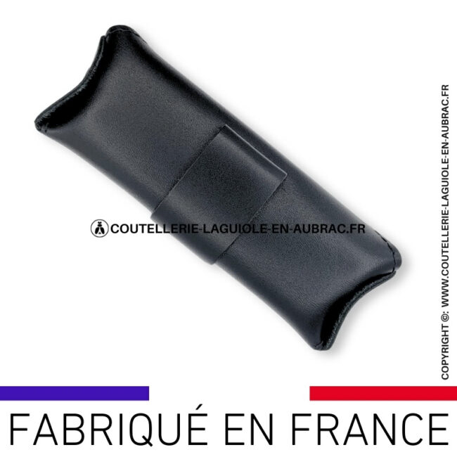 etui ceinture millésime horizontal en cuir noir