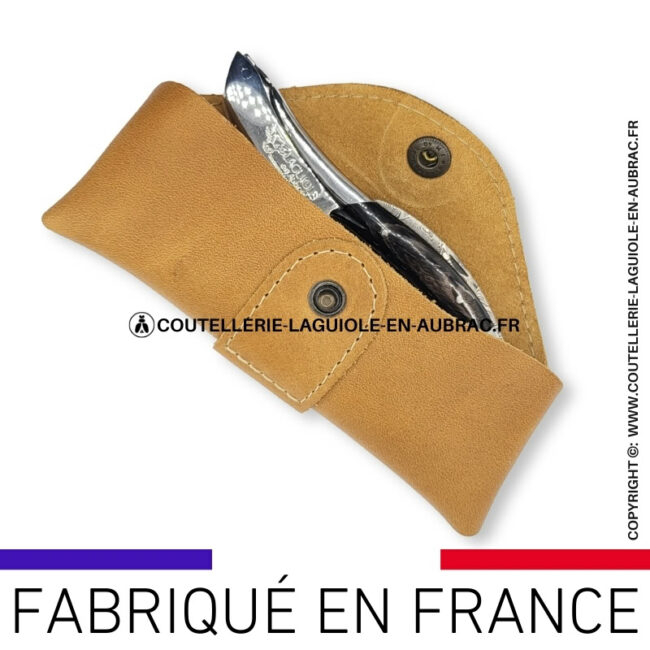 etui ceinture millésime horizontal en cuir marron