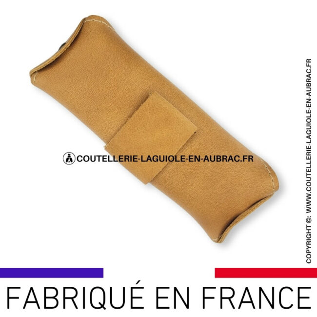 etui ceinture millésime horizontal en cuir marron