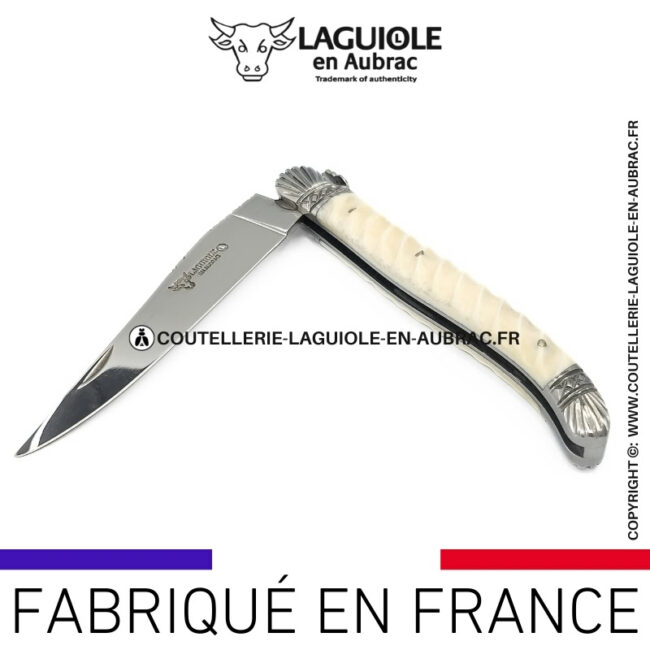 couteau laguiole manche torsadé en os ressort et mitres ciselées