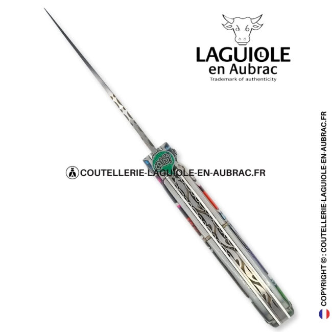 oops! comics : couteau laguiole plein manche en acrylique – décor ludique