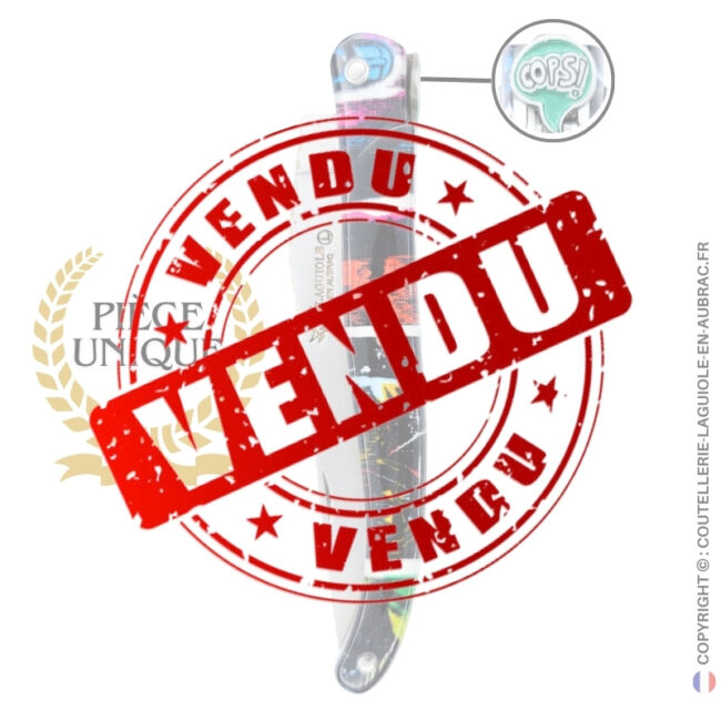 oops! comics : couteau laguiole plein manche en acrylique – décor ludique