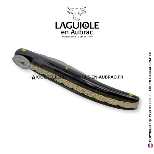 origine tour eiffel : couteau laguiole plein manche en bois d'Ébène