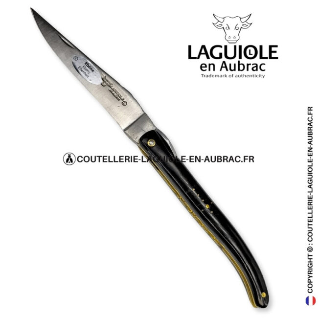 origine tour eiffel : couteau laguiole plein manche en bois d'Ébène