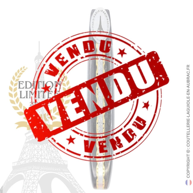 origine tour eiffel : couteau laguiole plein manche en bois d'Ébène