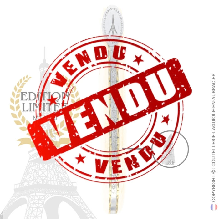 origine tour eiffel prestige n°17: couteau laguiole plein manche en ivoire fossile de mammouth – lame damas