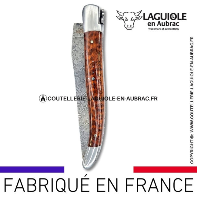 couteau laguiole doubles platines en amourette – lame damas balbach inox
