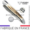 couteau laguiole doubles platines en bois de cerf – lame damas balbach inox