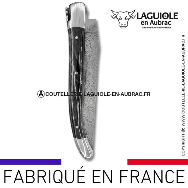 couteau laguiole doubles platines en corne de buffle– lame damas balbach inox