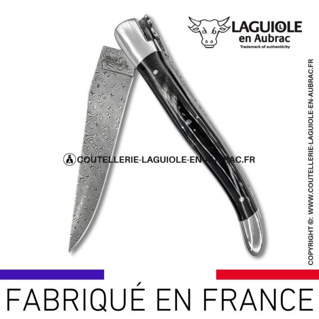 couteau laguiole doubles platines en corne de buffle– lame damas balbach inox