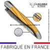 couteau laguiole doubles platines en olivier – lame damas balbach inox