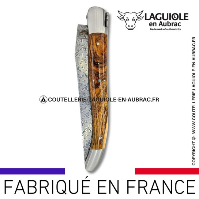 couteau laguiole doubles platines en pistachier – lame damas balbach inox