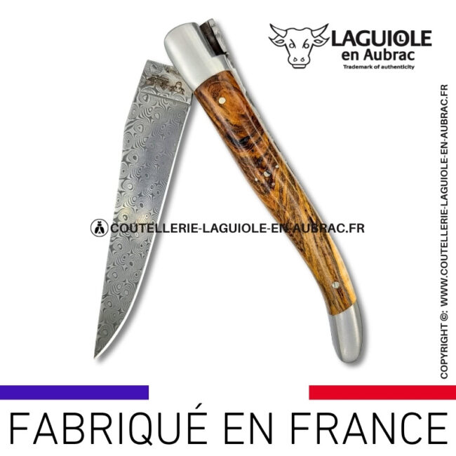 couteau laguiole doubles platines en pistachier – lame damas balbach inox
