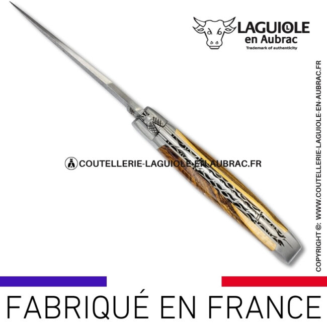 couteau laguiole doubles platines en pistachier – lame damas balbach inox