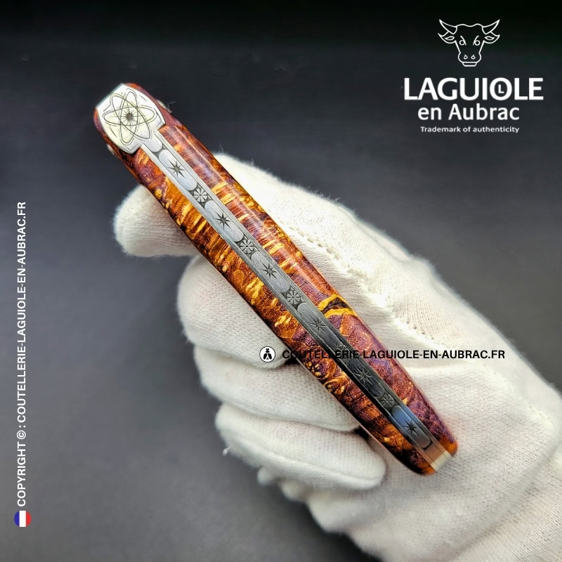 couteau laguiole "le big bang" collection cosmos en loupe de sureau