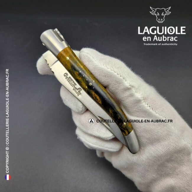 couteau laguiole manche en cheesewood ondé vert